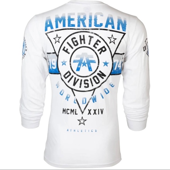 American Fighter Mens Long Sleeve Shirt SILVER LAKE White Athletic S-3XL - Picture 5 of 10
